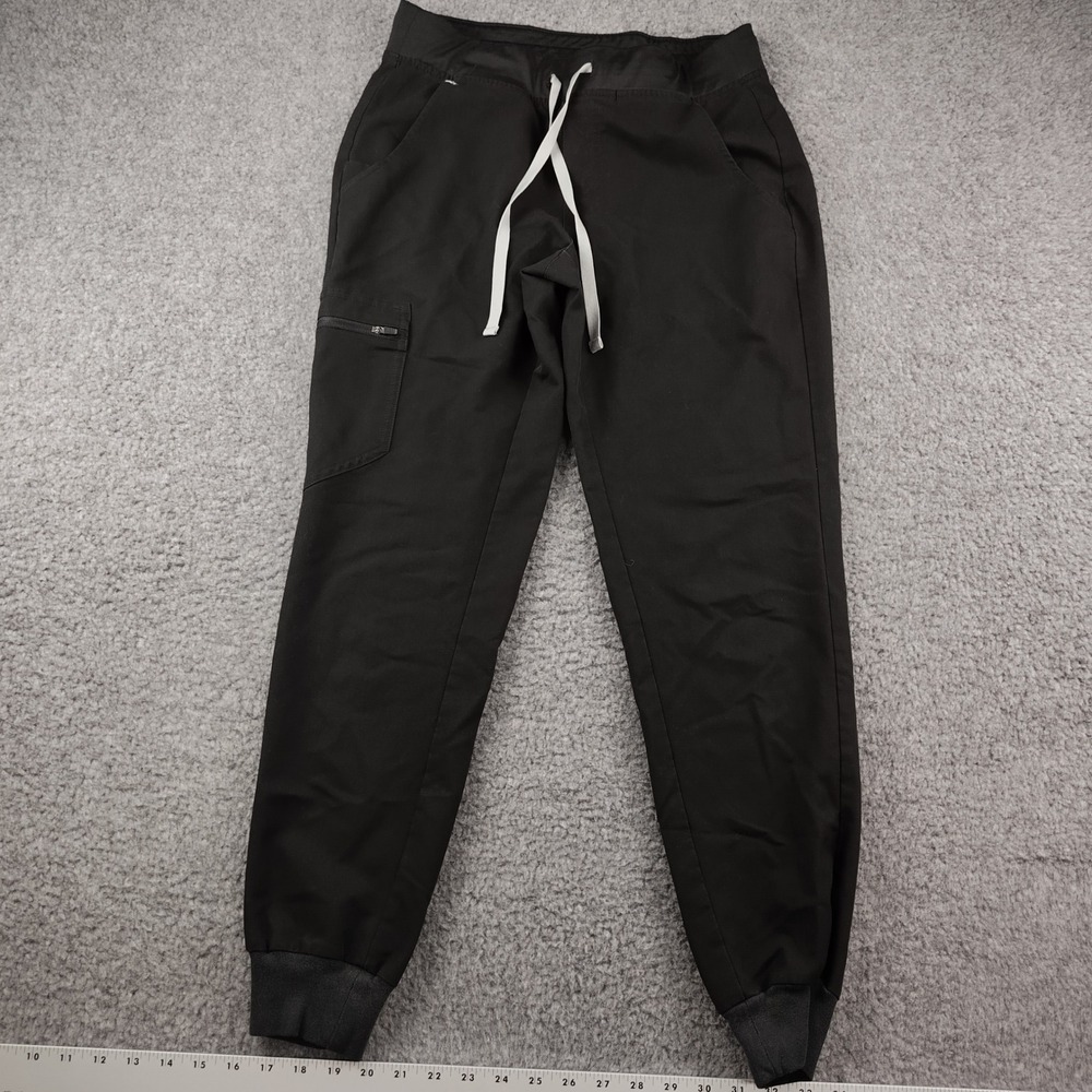 FIGS Scrub Pants Sz Small Black Jogger Technical Collection Drawstring EUC